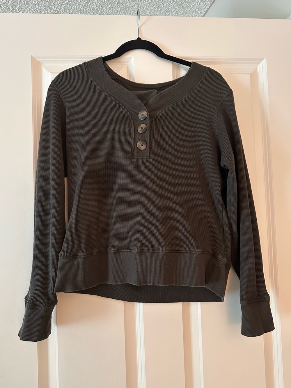 Pact Women's Waffle Henley Set - Charcoal